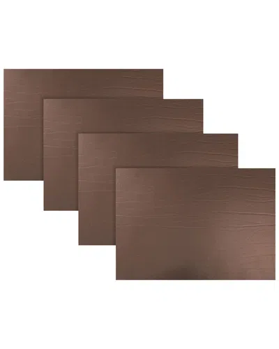 Fortessa Set Of 4 Strata Rectangle Leather Placemats In Brown