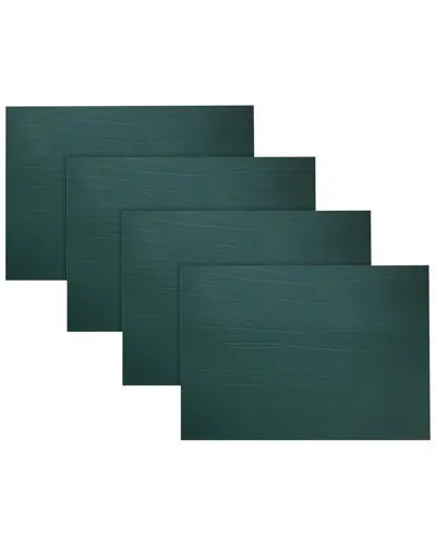 Fortessa Set Of 4 Strata Rectangle Leather Placemats In Green
