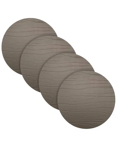 Fortessa Set Of 4 Strata Round Leather Placemats In Neutral