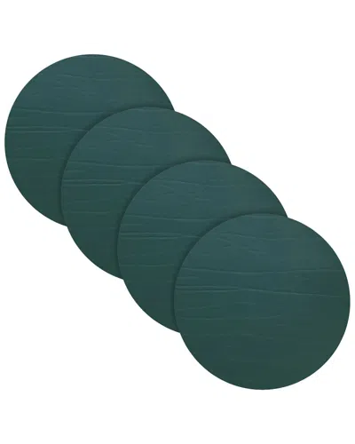 Fortessa Set Of 4 Strata Round Leather Placemats In Blue