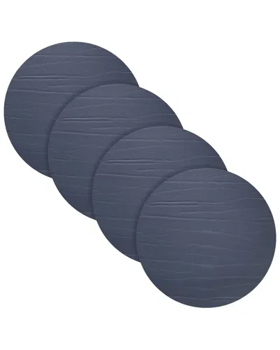 Fortessa Set Of 4 Strata Round Leather Placemats In Blue