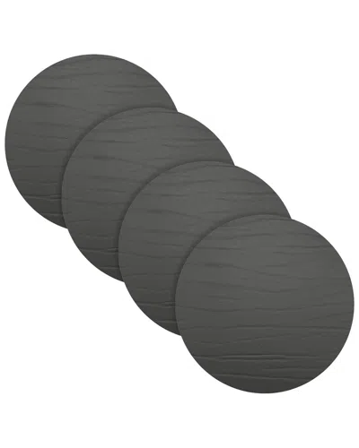 Fortessa Set Of 4 Strata Round Leather Placemats In Gray