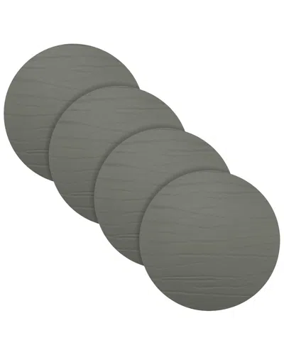Fortessa Set Of 4 Strata Round Leather Placemats In Gray