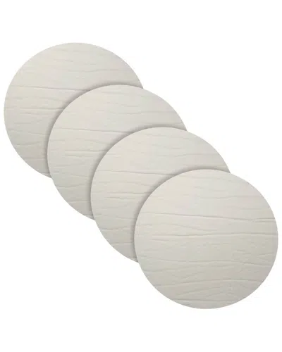 Fortessa Set Of 4 Strata Round Leather Placemats In White