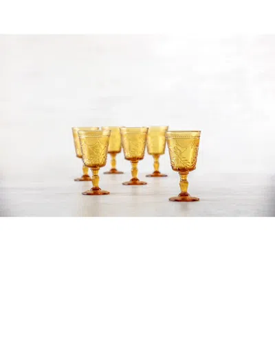 Fortessa Set Of 6 Debutante Glass Amber Goblets In Yellow