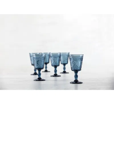 FORTESSA FORTESSA SET OF 6 DEBUTANTE GLASS BLUE GOBLETS
