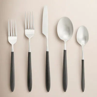 Fortessa Velo 18/10 Stainless Steel 20 Piece Flatware Set, Service For 4, Black/brushed Silver