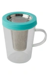 Fortnum & Mason Eau De Nil Glass Infuser Mug In Silver