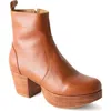 Fortress Charli Leather Platform Clog Boot In Whiskey