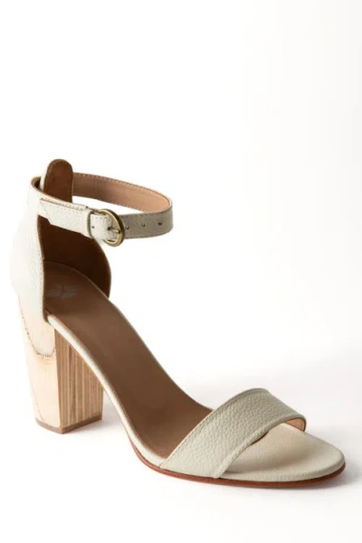 Fortress Frances Heeled Sandal In Pebbled Ivory