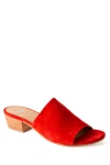 Fortress Rachel Heeled Slide Sandal In Coral Suede