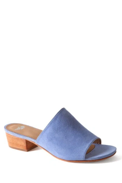Fortress Rachel Heeled Slide Sandal In Cornflower Suede