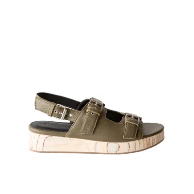 Fortress Women's Green Leja Flatform Sandal Cactus Grained Nappa