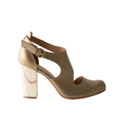 Fortress Women's Luna Naya Block Heel Gold Nappa