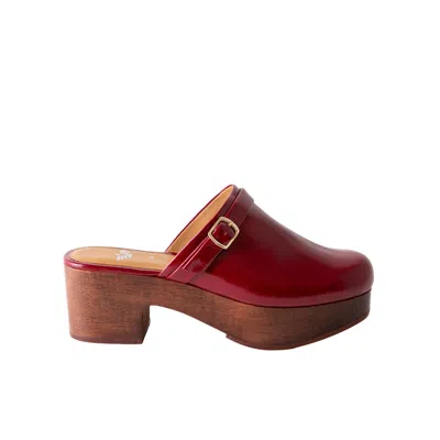 Fortress Women's Red Abby Platform Clog Cherry Crinkle Patent