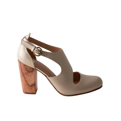 Fortress Women's Silver / Gold Luna Naya Block Heel Champagne Nappa In Multi