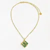 FORTUNE & FRAME WOMEN'S SECRET DIARY BOOK LOCKET NECKLACE IN EMERALD/GOLD