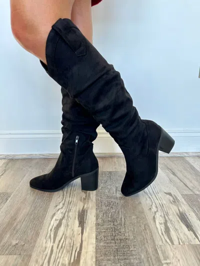 Fortune Dynamic Rustic Rider Knee High Boots In Black