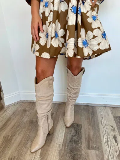 Fortune Dynamic Rustic Rider Knee High Boots In Clay In Grey