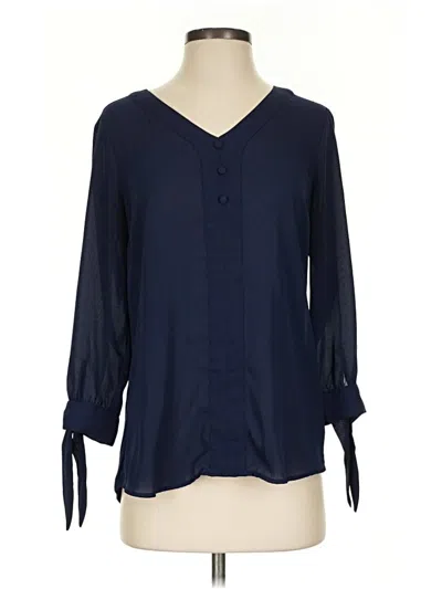 Pre-owned Fortune + Ivy 3/4 Sleeve Blouse In Blue