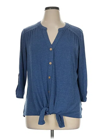 Pre-owned Fortune + Ivy 3/4 Sleeve Blouse In Blue