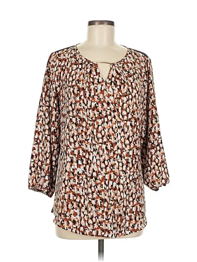 Pre-owned Fortune + Ivy 3/4 Sleeve Blouse In Brown