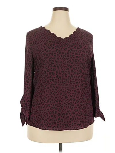 Pre-owned Fortune + Ivy 3/4 Sleeve Blouse In Burgundy