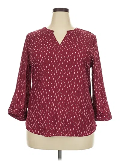 Pre-owned Fortune + Ivy 3/4 Sleeve Blouse In Burgundy