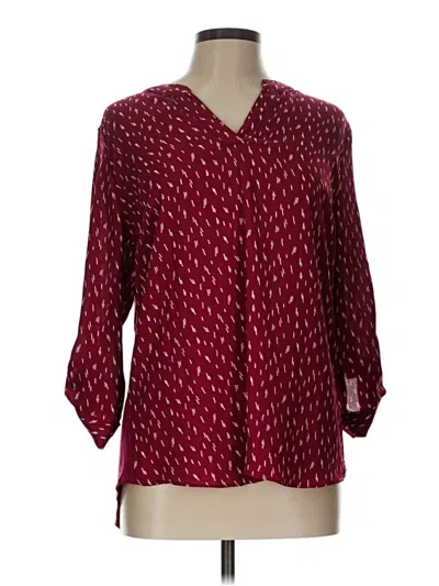 Pre-owned Fortune + Ivy 3/4 Sleeve Blouse In Burgundy
