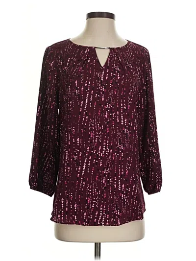 Pre-owned Fortune + Ivy 3/4 Sleeve Blouse In Burgundy