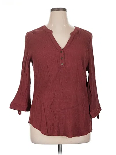 Pre-owned Fortune + Ivy 3/4 Sleeve Blouse In Burgundy