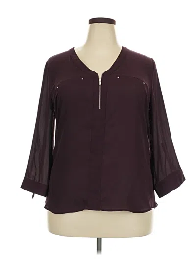 Pre-owned Fortune + Ivy 3/4 Sleeve Blouse In Burgundy