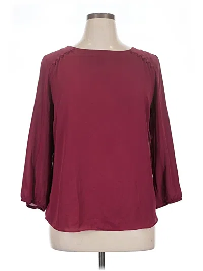 Pre-owned Fortune + Ivy 3/4 Sleeve Blouse In Burgundy
