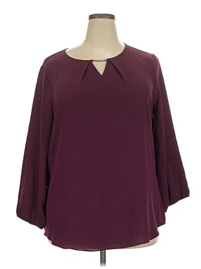 Pre-owned Fortune + Ivy 3/4 Sleeve Blouse In Burgundy