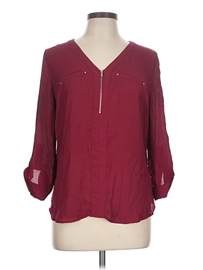Pre-owned Fortune + Ivy 3/4 Sleeve Blouse In Burgundy