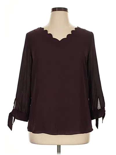 Pre-owned Fortune + Ivy 3/4 Sleeve Blouse In Burgundy