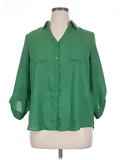 Pre-owned Fortune + Ivy 3/4 Sleeve Blouse In Green