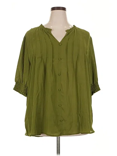 Pre-owned Fortune + Ivy 3/4 Sleeve Blouse In Green