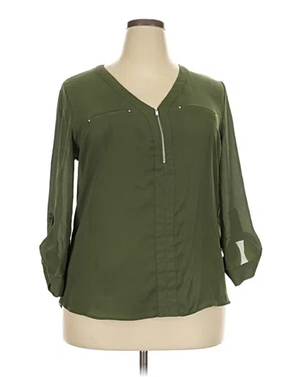 Pre-owned Fortune + Ivy 3/4 Sleeve Blouse In Green