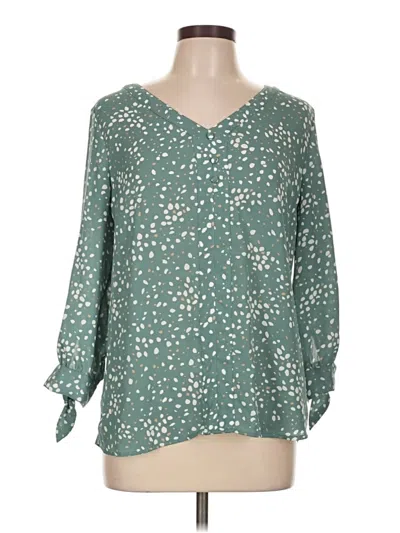Pre-owned Fortune + Ivy 3/4 Sleeve Blouse In Green