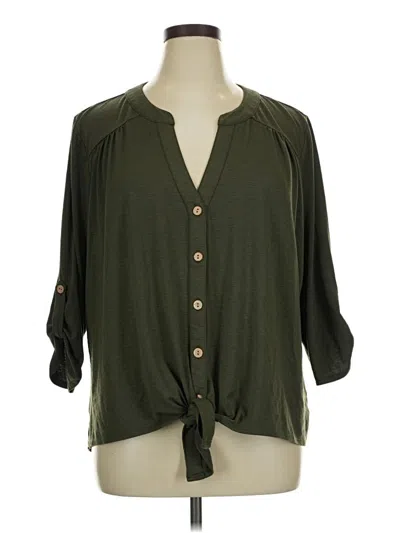 Pre-owned Fortune + Ivy 3/4 Sleeve Blouse In Green
