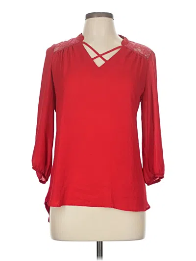 Pre-owned Fortune + Ivy 3/4 Sleeve Blouse In Red