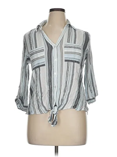 Pre-owned Fortune + Ivy 3/4 Sleeve Blouse In Silver
