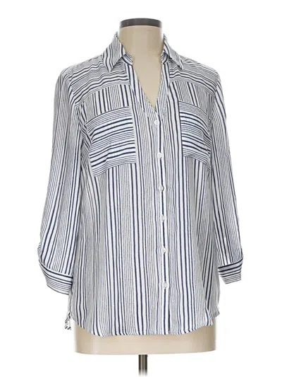 Pre-owned Fortune + Ivy 3/4 Sleeve Blouse In Silver