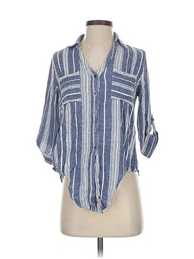 Pre-owned Fortune + Ivy 3/4 Sleeve Button Down Shirt In Blue