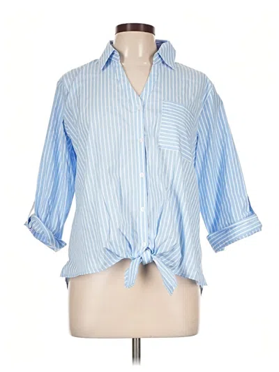 Pre-owned Fortune + Ivy 3/4 Sleeve Button Down Shirt In Blue