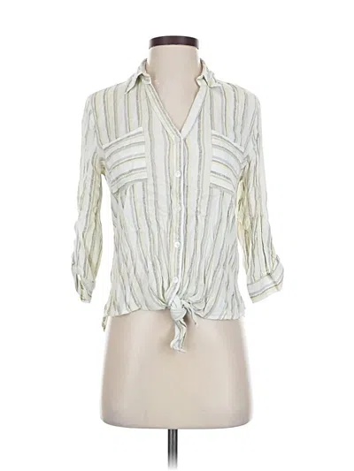 Pre-owned Fortune + Ivy 3/4 Sleeve Button Down Shirt In White