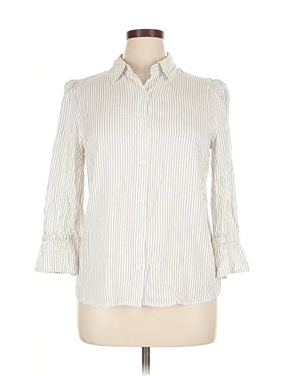 Pre-owned Fortune + Ivy 3/4 Sleeve Button Down Shirt In White