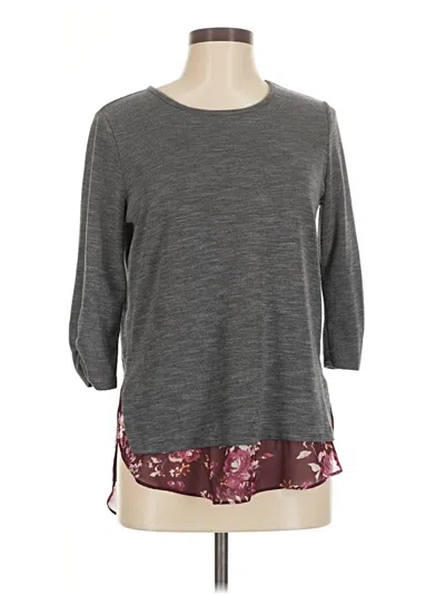 Pre-owned Fortune + Ivy 3/4 Sleeve Top Gray Boatneck Tops