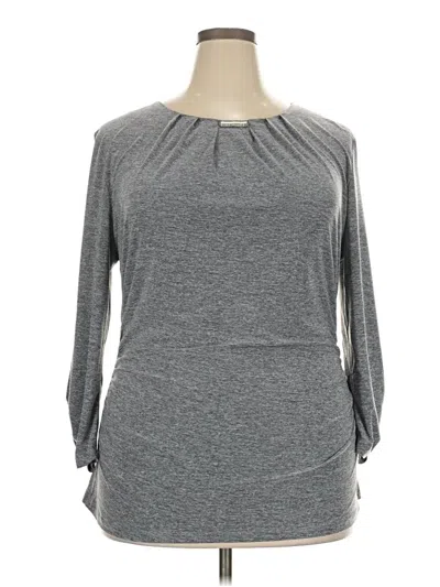 Pre-owned Fortune + Ivy 3/4 Sleeve Top Gray Boatneck Tops